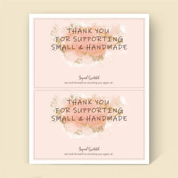 NEW Thank You For Supporting Small & Handmade Rectangle Stickers, Pink, 50 Count - Picture 1 of 3